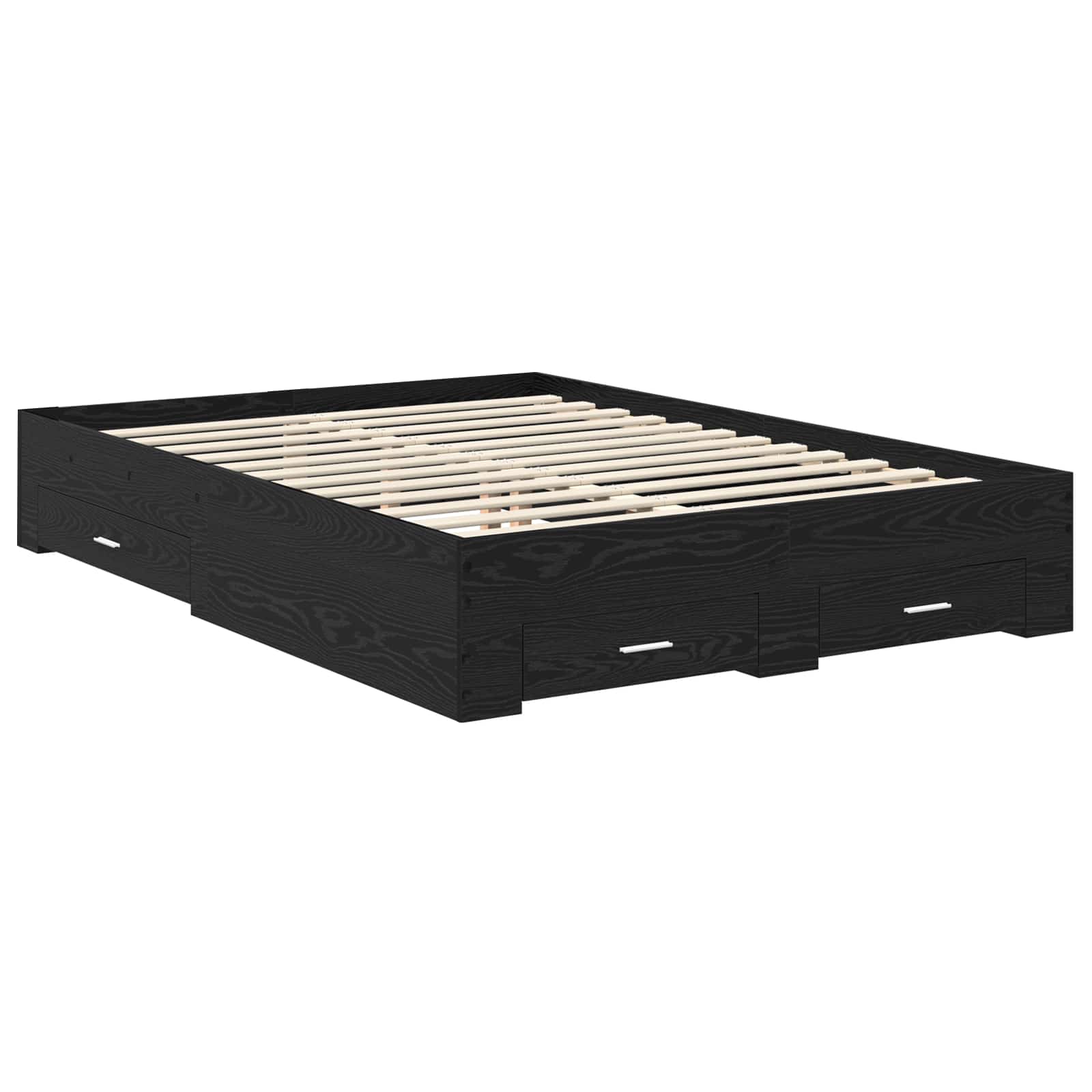Cadre de lit chêne noir 140 x 190 cm panneau de bois - 6