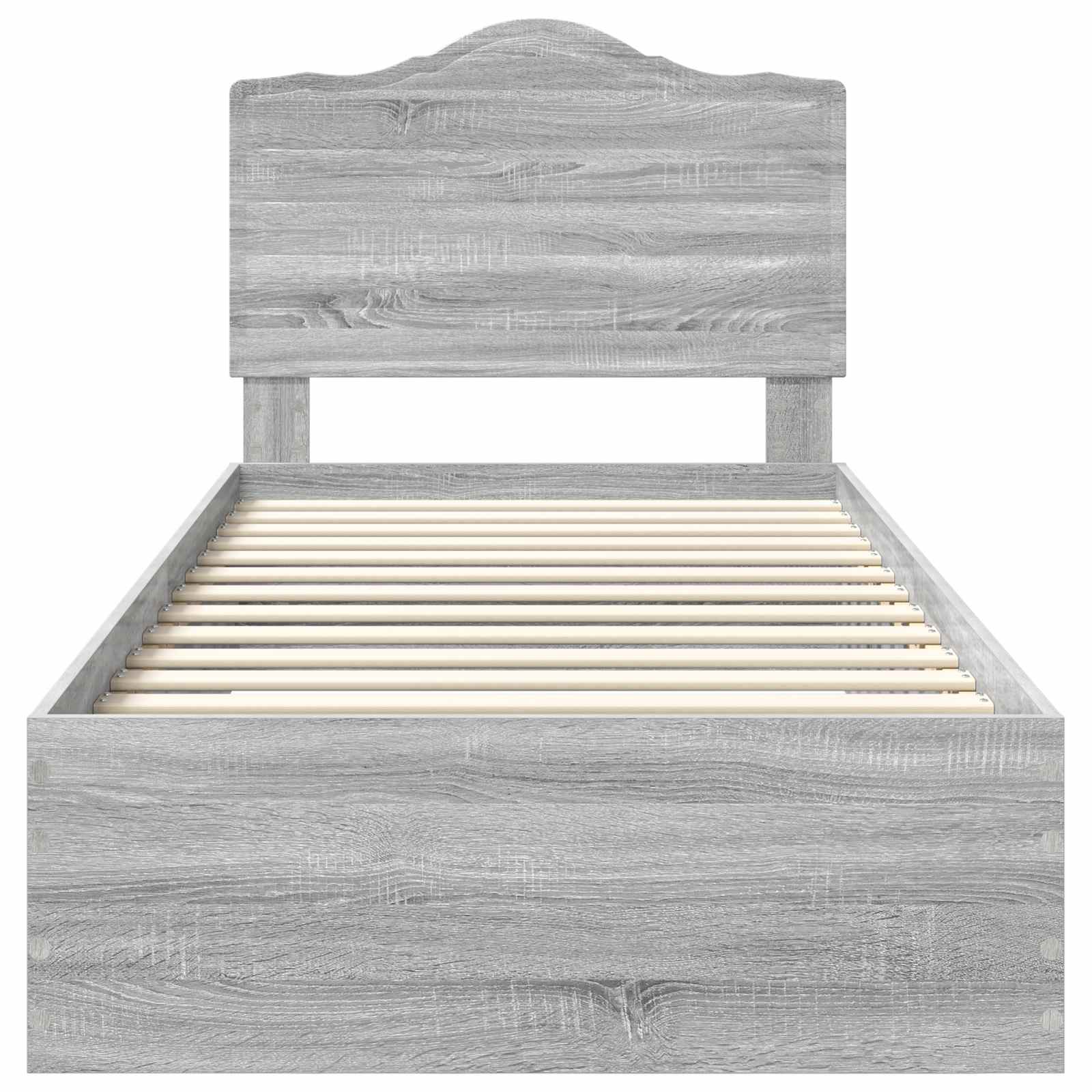 Cadre de lit gris 90 x 190 cm panneau de bois - 7