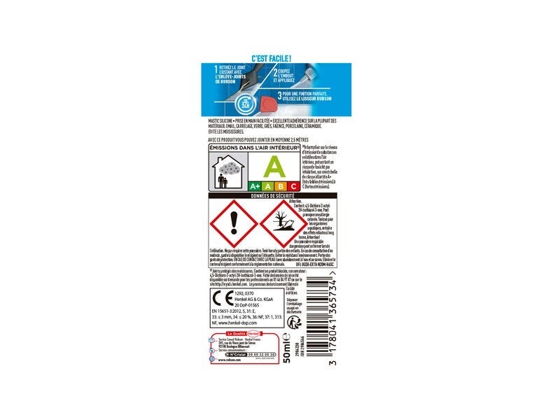 Sellador de silicona para cocina y baño color blanco RUBSON tubo de 50 ml - 3