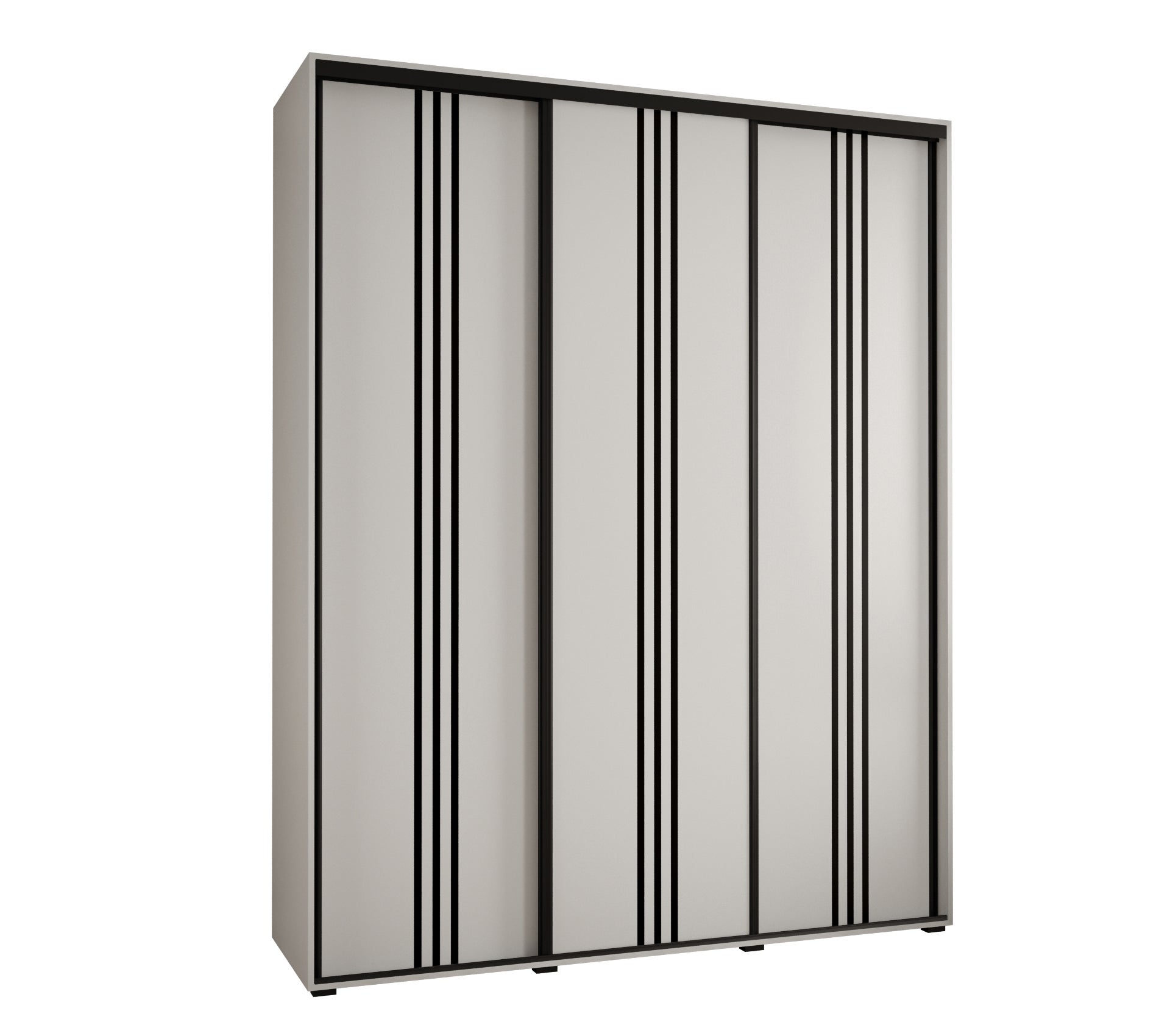 Szafa przesuwna wysoka Davos 6 190 x 45 x 235,2 cm biały + biały + u. czarny - Abiks Meble