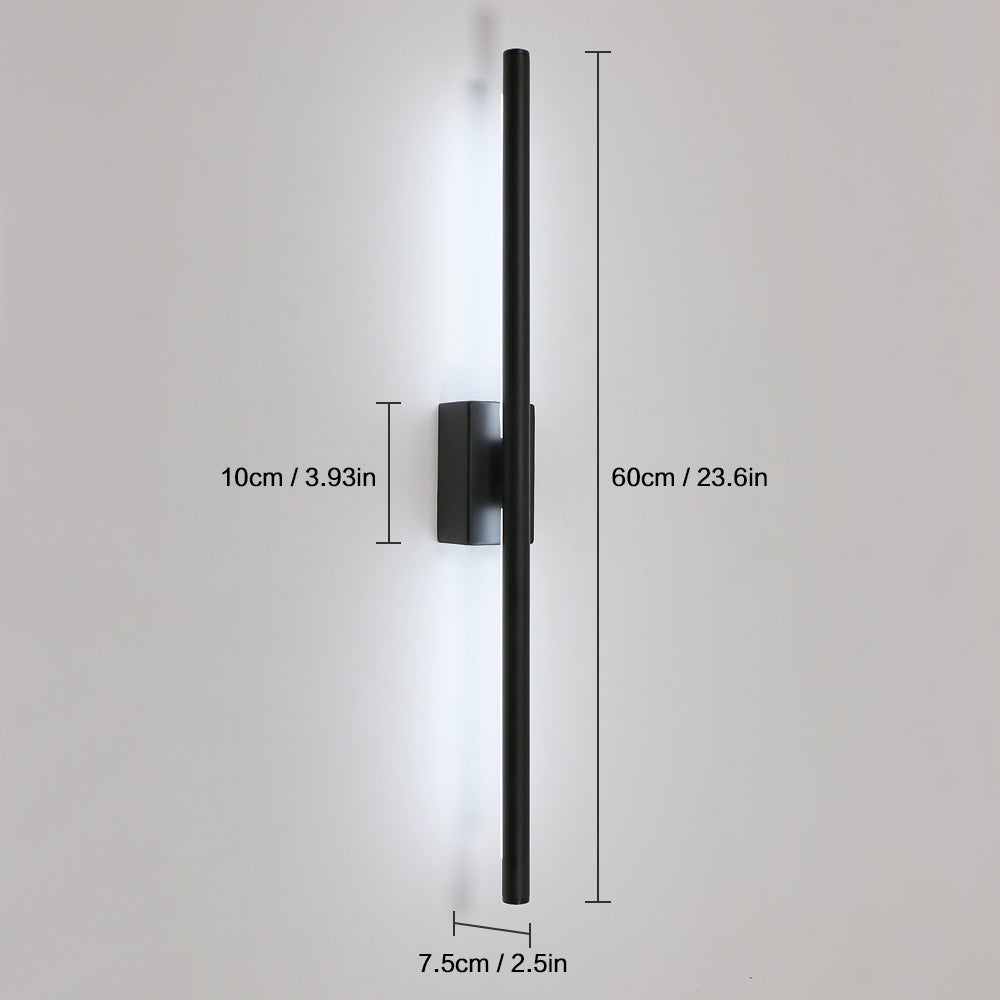 COMELY Applique Murale LED Moderne 8W 900 lm, Barre Lumineuse Verticale Noire 60 cm, Éclairage Blanc Froid 6500K pour Couloir, Salon, Escalier - 2