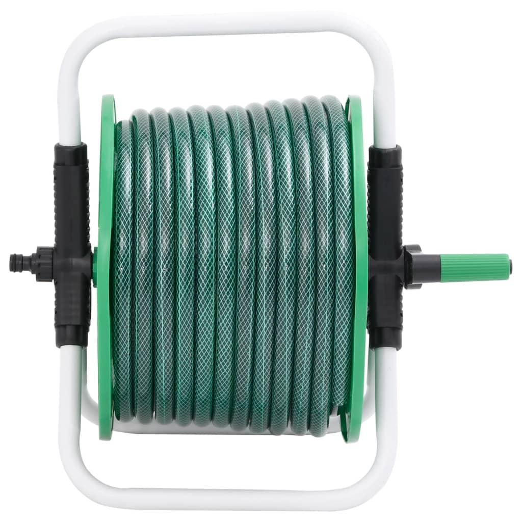 Set Racores Carrete de manguera de pie con set racores PVC verde 0,75
