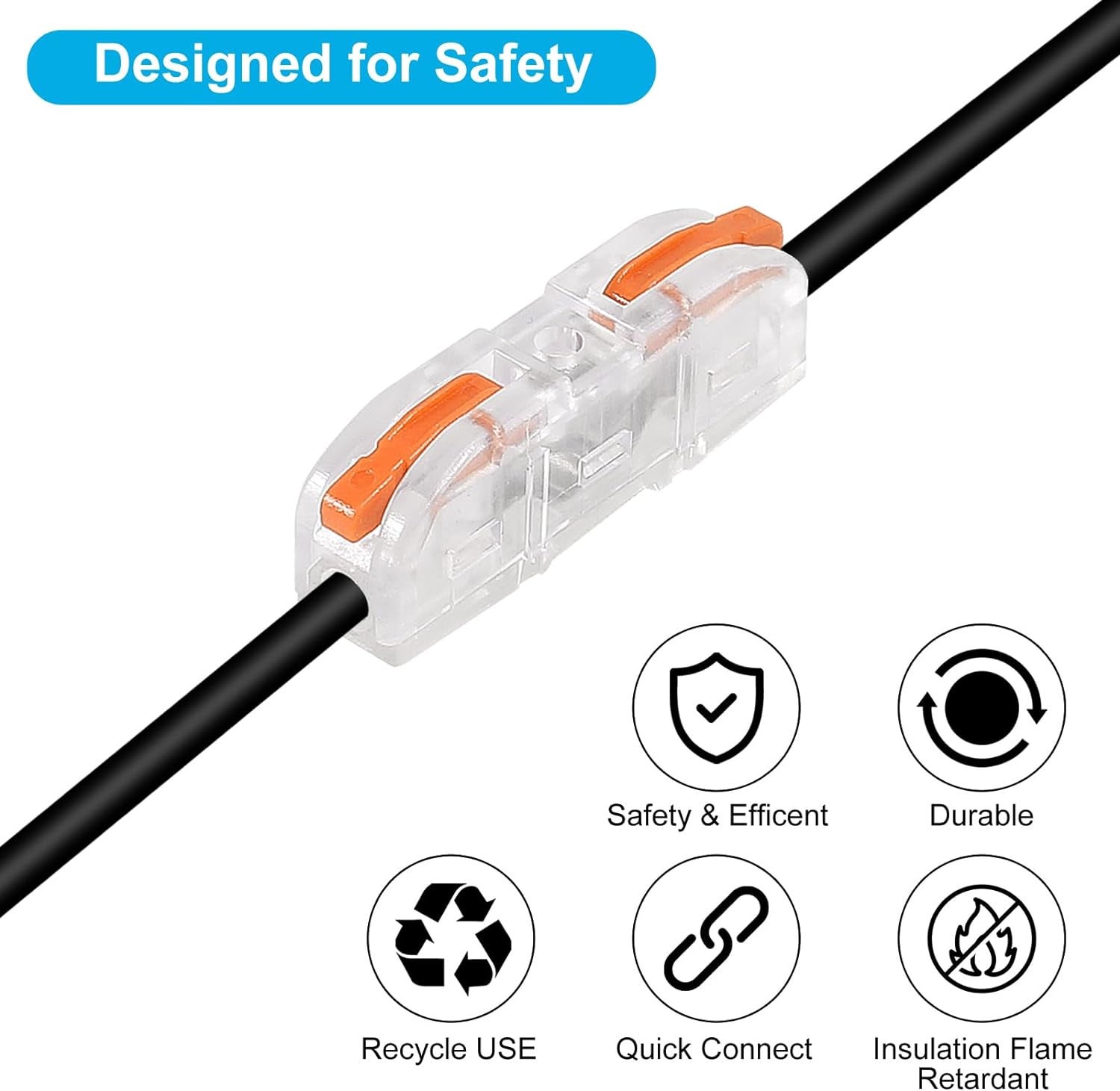 Connecteur de fil à levier 20 pcs pour une connexion rapide de connecteur de fil en ligne 1 à 1 28-12 AWG,borne isolée électrique à épissure compacte - 5