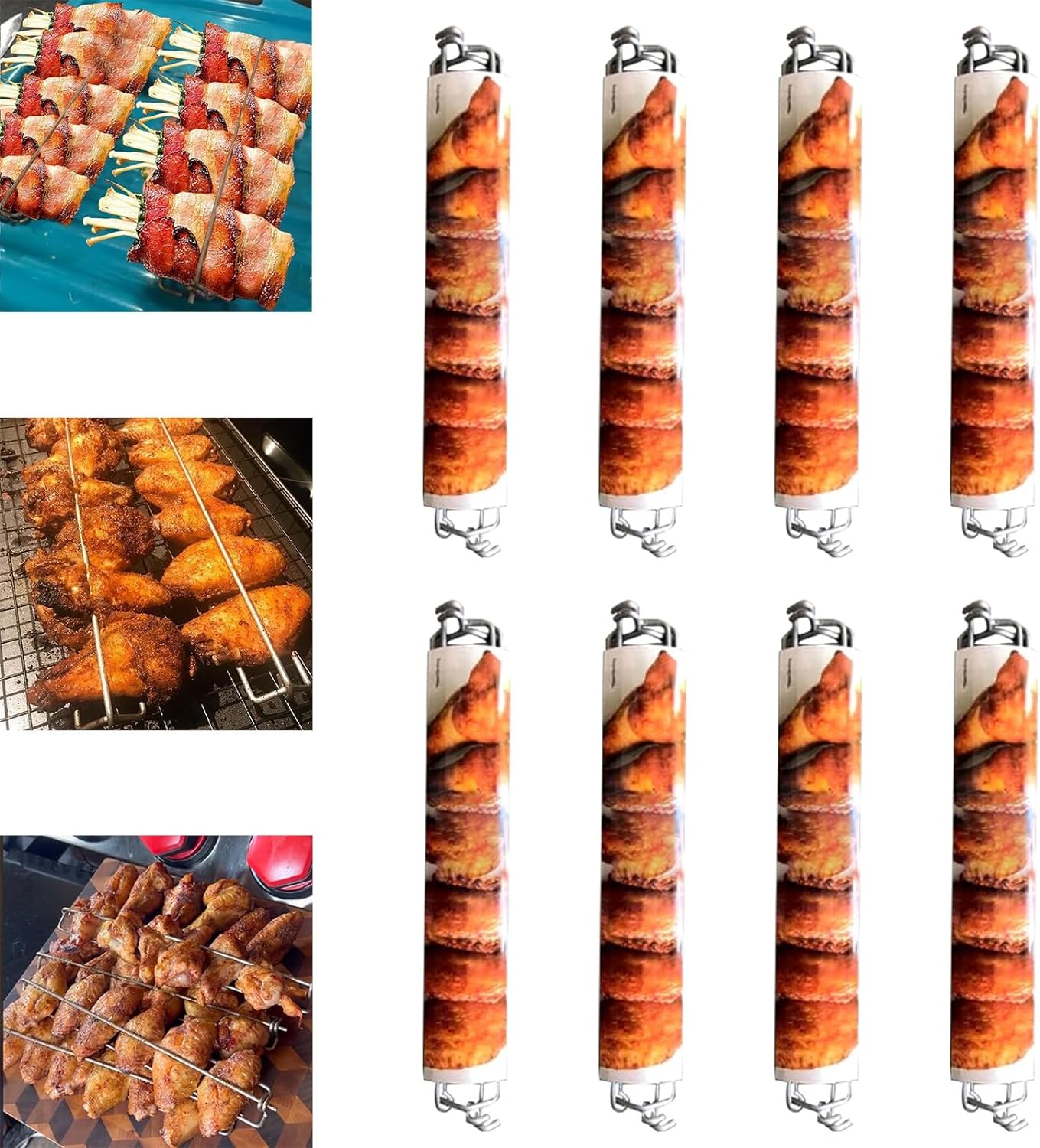 Stojak na skrzydełka kurczaka widelec do grilla stojak na skrzydełka kurczaka narzędzia do grillowania na kempingu na świeżym powietrzu zestaw szt