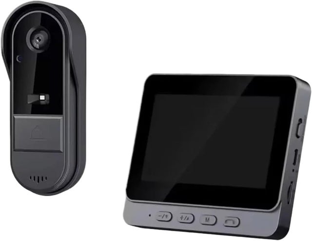 Videocitofono HD con visione notturna, schermo da 4,3 pollici, impermeabile, con telecamera per campanello (IP65) per la sicurezza domestica.
