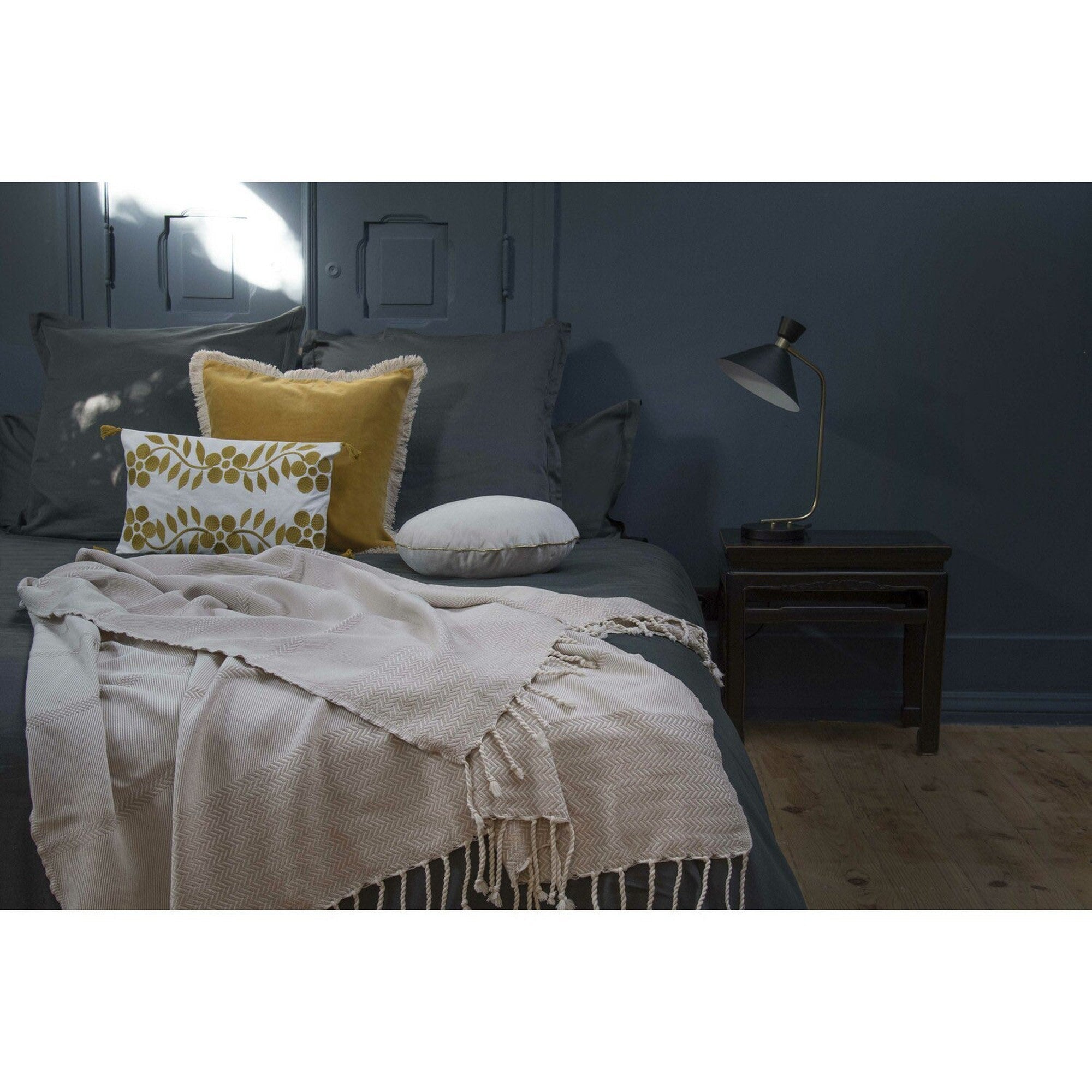 Plaid 130x170 coton taupe clair - 5