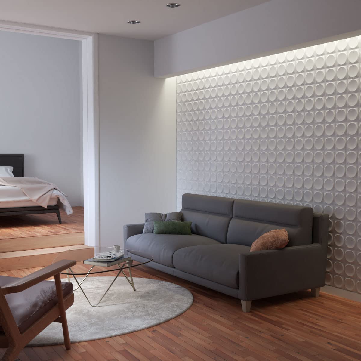 Panneau mural décoratif 3D en PVC, 30 x 30cm, imperméable, facile à installer, idéal pour la décoration murale d'un salon ou d'une chambre (15 pièces) - 4