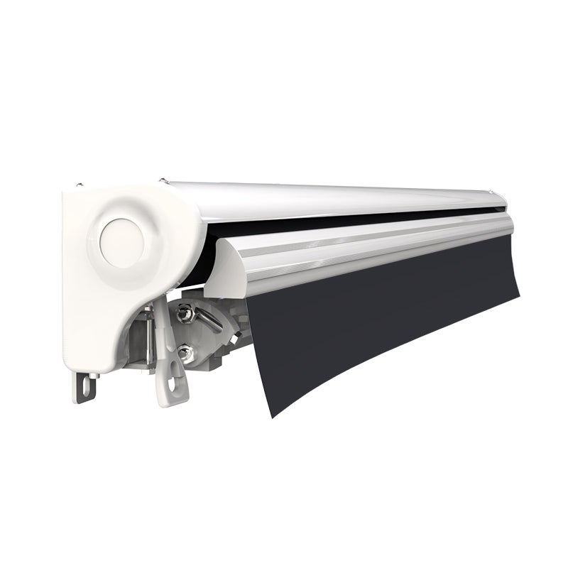 Tenda da sole motorizzata e manuale 4 x 3 m a mezzo cassonetto per terrazza - Grigio antracite - 4