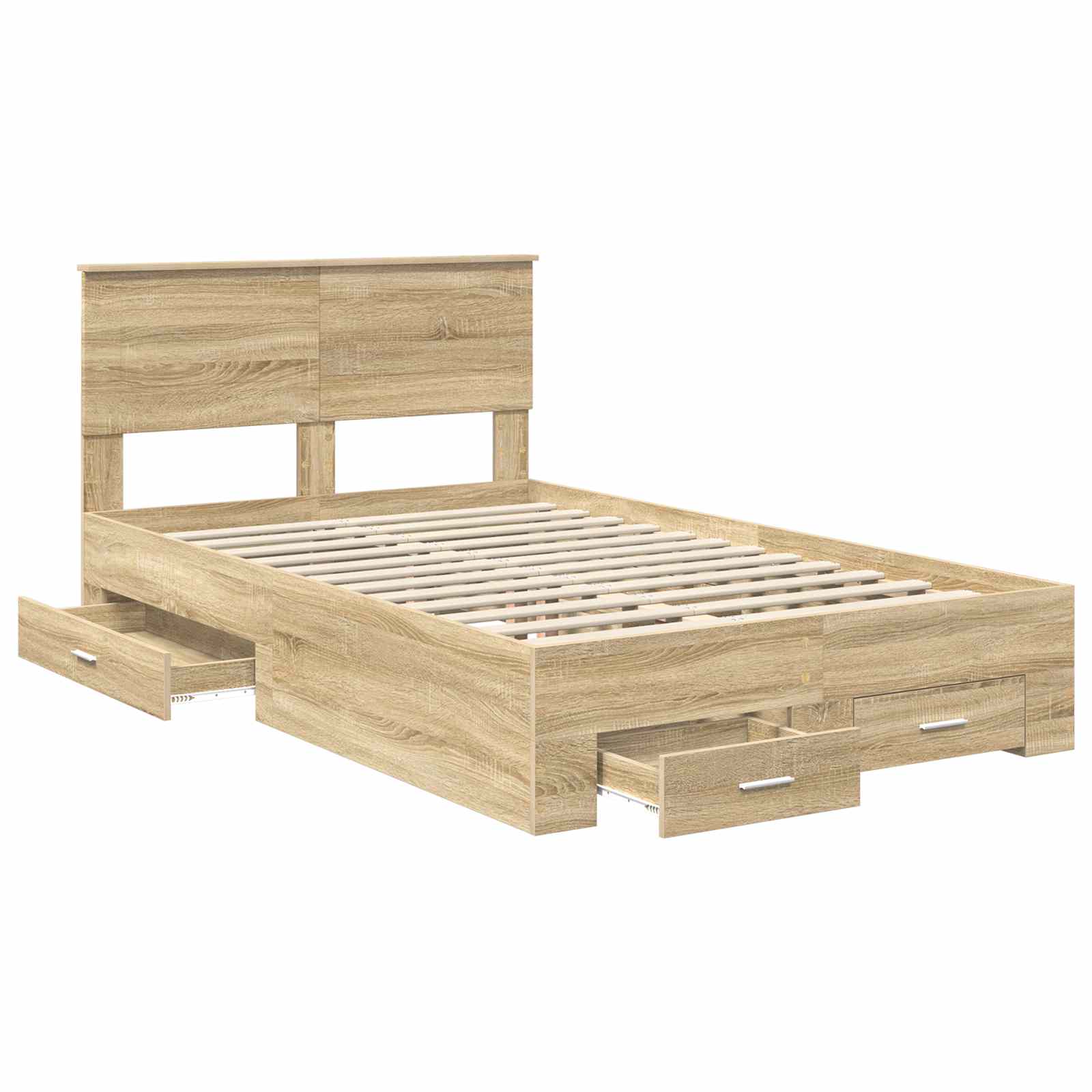 Cadre de lit chêne 135 x 190 cm panneau de bois - 5