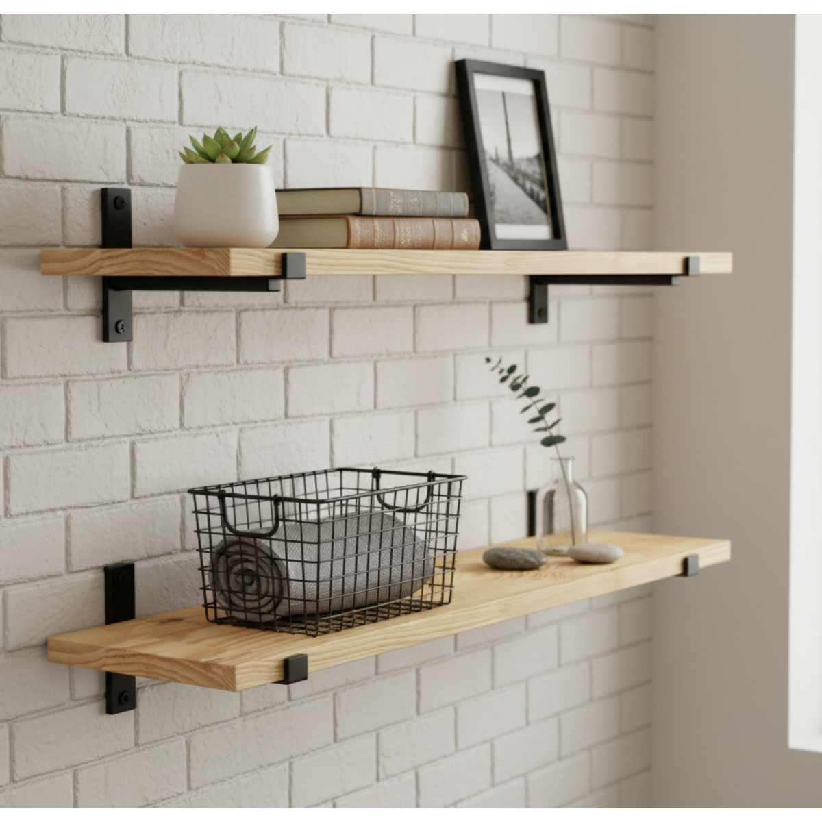 Tablette Pin Rustique bois massif, L.120 x l.20 cm, Ep.22mm - 2