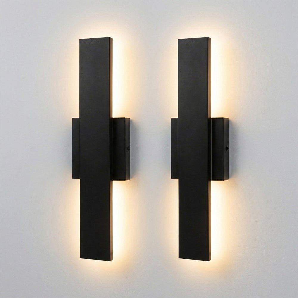 Nowoczesny Kinkiet Zewnętrzny LED Lampa Elewacyjna Góra-Dół Czarna 40cm Wodoodporny IP54 3000K (zestaw 2 sztuki)