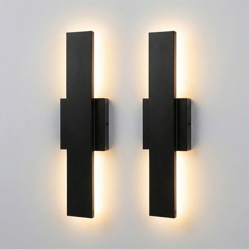 Nowoczesny Kinkiet Zewnętrzny LED Lampa Elewacyjna Góra-Dół Czarna 40cm Wodoodporny IP54 3000K (zestaw 2 sztuki)