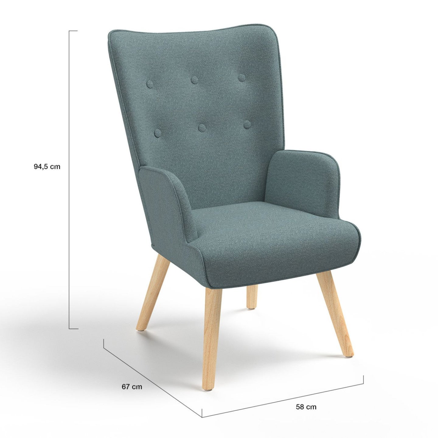 Fauteuil scandinave IVAR en tissu vert eucalyptus - 5