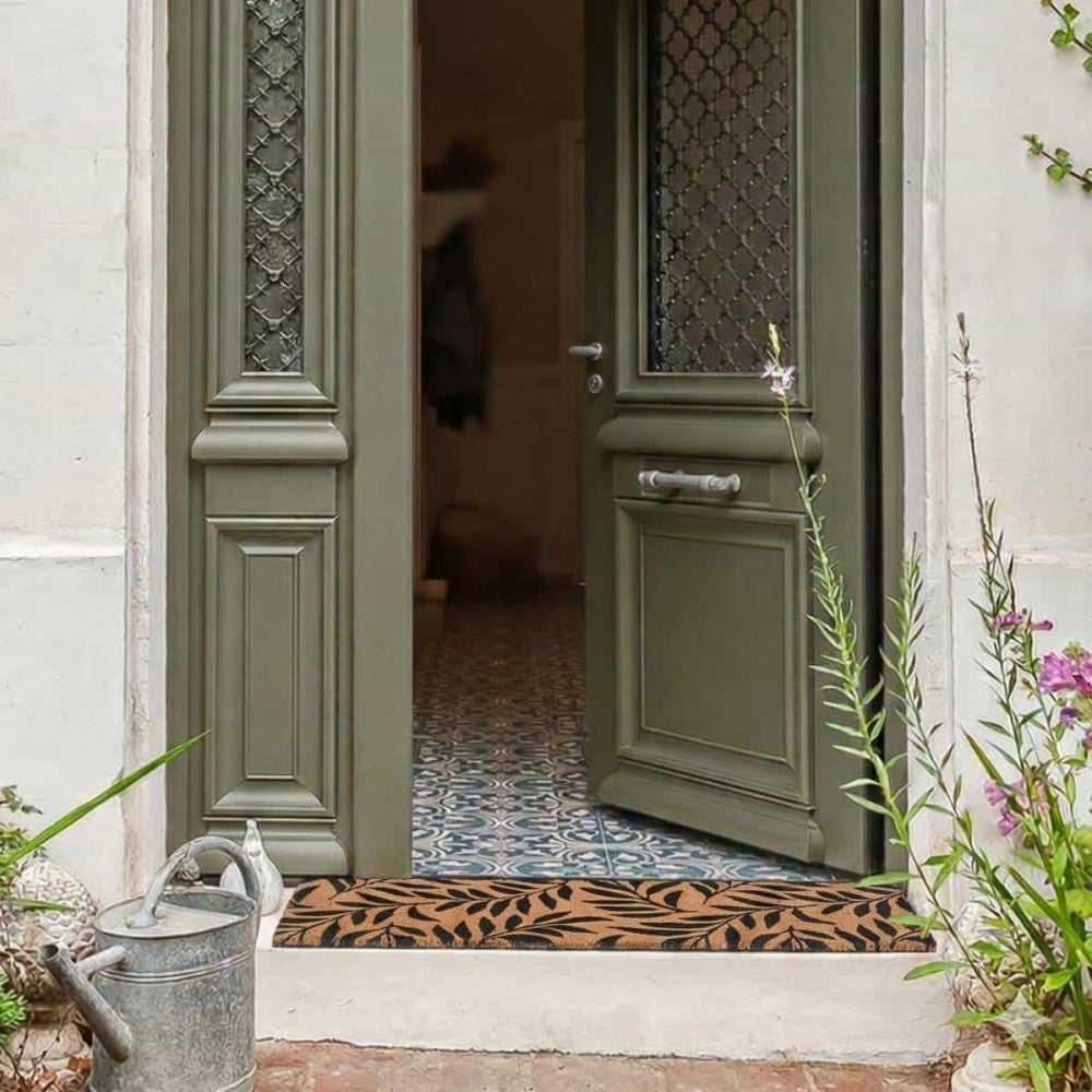 Paillasson de marche motifs feuillages en coco 25x75cm - Ornami - 2