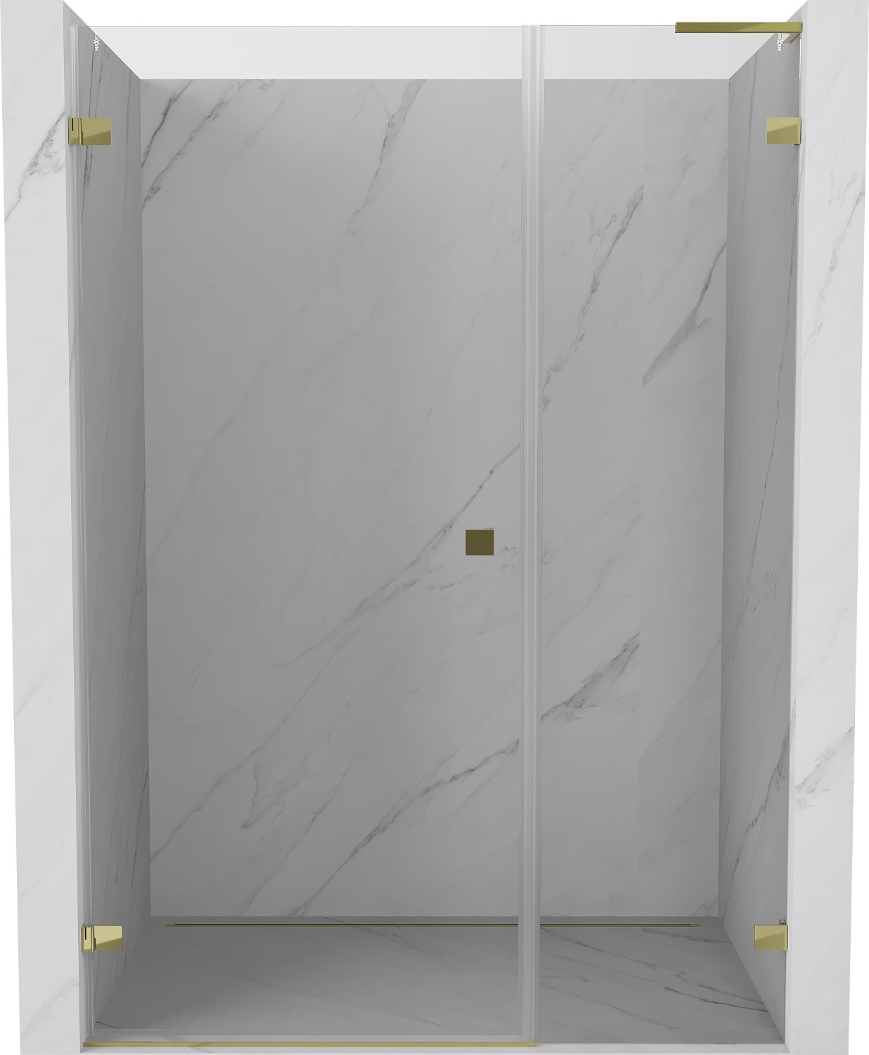 Mexen Lunar-B L drzwi prysznicowe uchylne lewe 130 cm, transparent, złote - 832SL-130-050-50-00-L