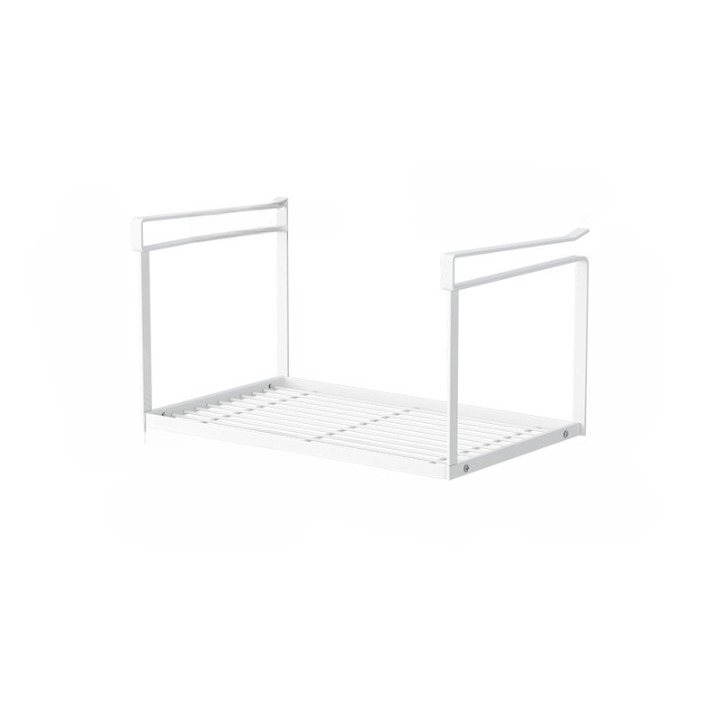 Półka łazienkowa, pod szafkę łazienkową, wisząca, wydrążona, bez dziurek, nośność 15 kg, 34,5*21*15,5 cm, biała