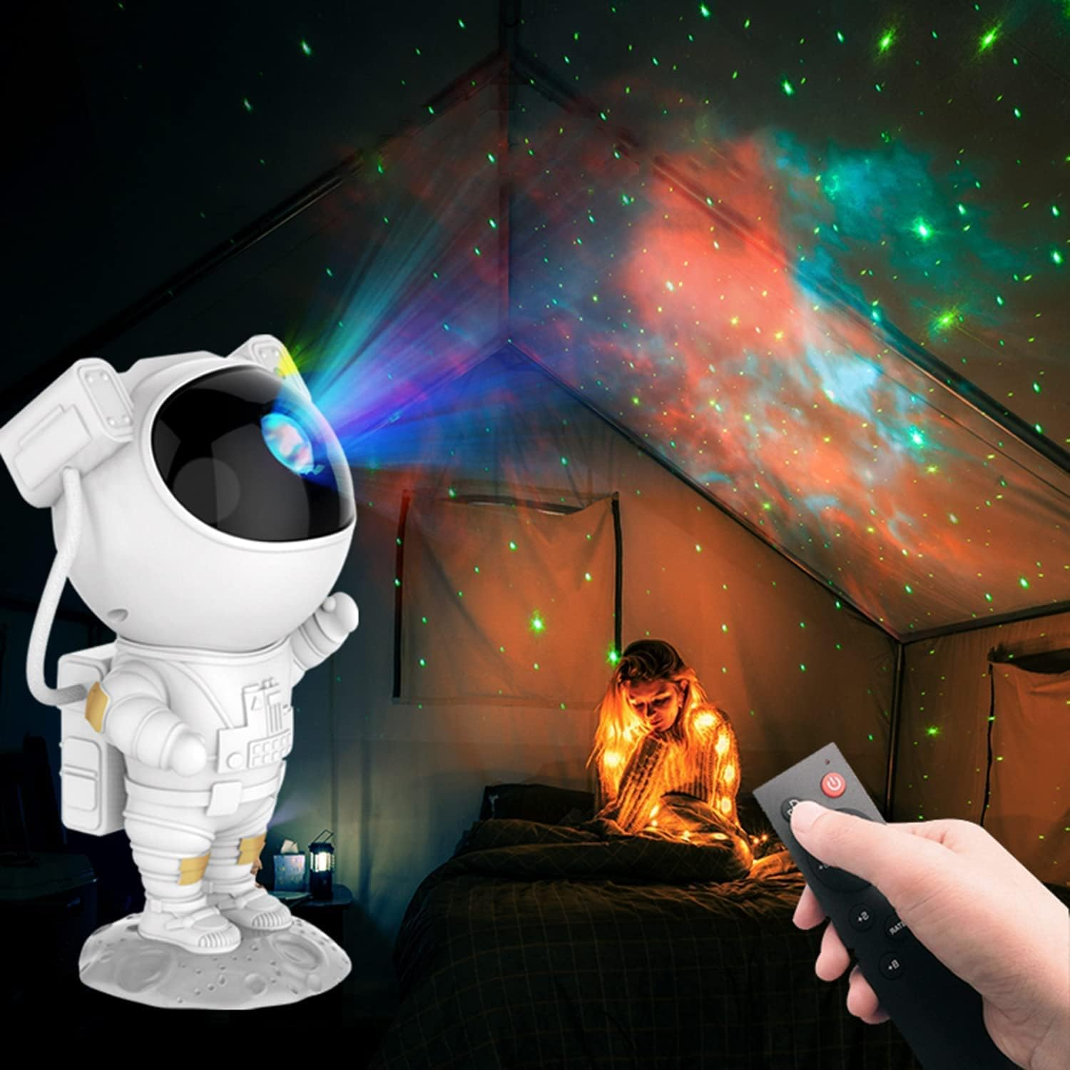 XINGHE Catena Luminosa 1,5m Con 10 LED A Tema Spaziale - Astronave, Razzo, Astronauta, Pendenti In Acrilico, Luci Fisse O Flash, A Batteria (2xAA), Per Cameretta Bambini, Feste - 2