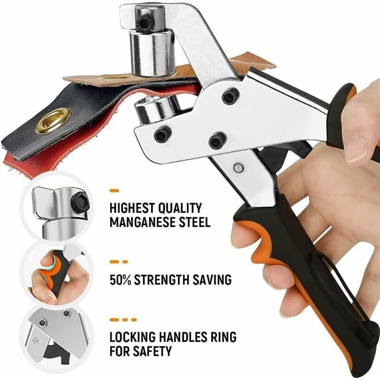 Pince à Oeillets pour Bâches, lot de 300 Oeillets (Ø 10 mm), Pince à oeillet Portable pour Tissus, Bâche, Cuir,TRIMEC - 2