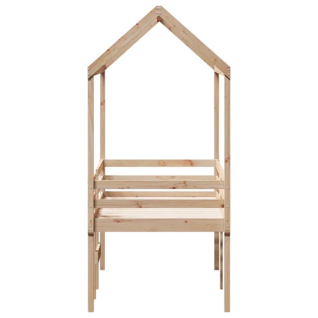 Lit haut avec toit 75x190 cm bois de pin massif - 7
