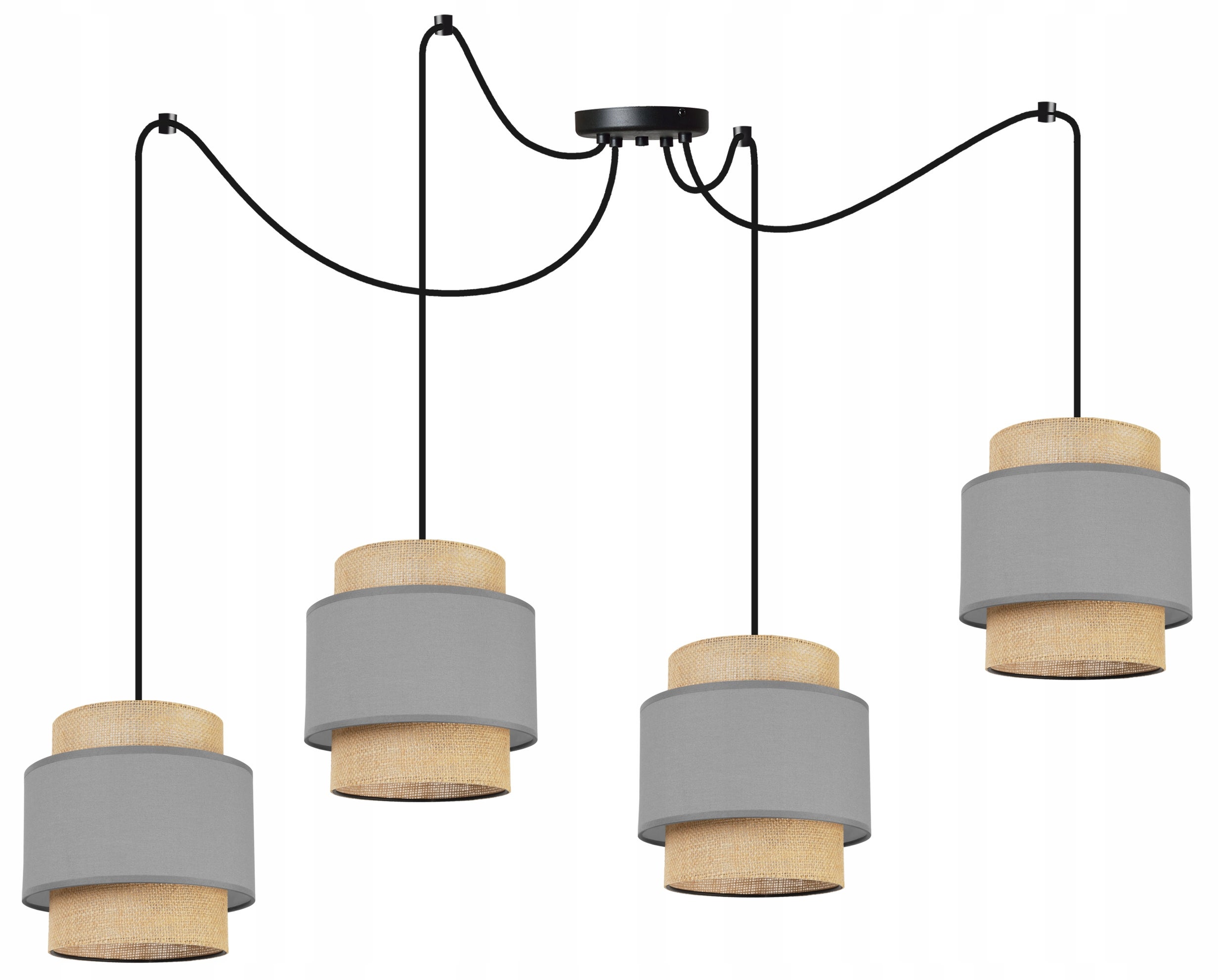 Lampa sufitowa wisząca Boho Pająk loft 4xE27 abażur juta szary Light Home LH