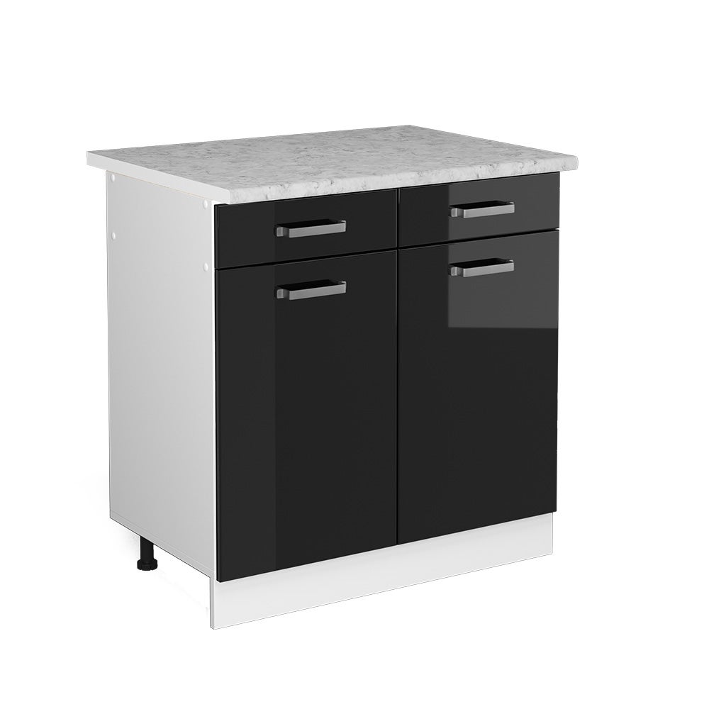Vicco Szafka dolna do kuchni R-Line, Czarny wysoki połysk, 80 cm , BP Marmur