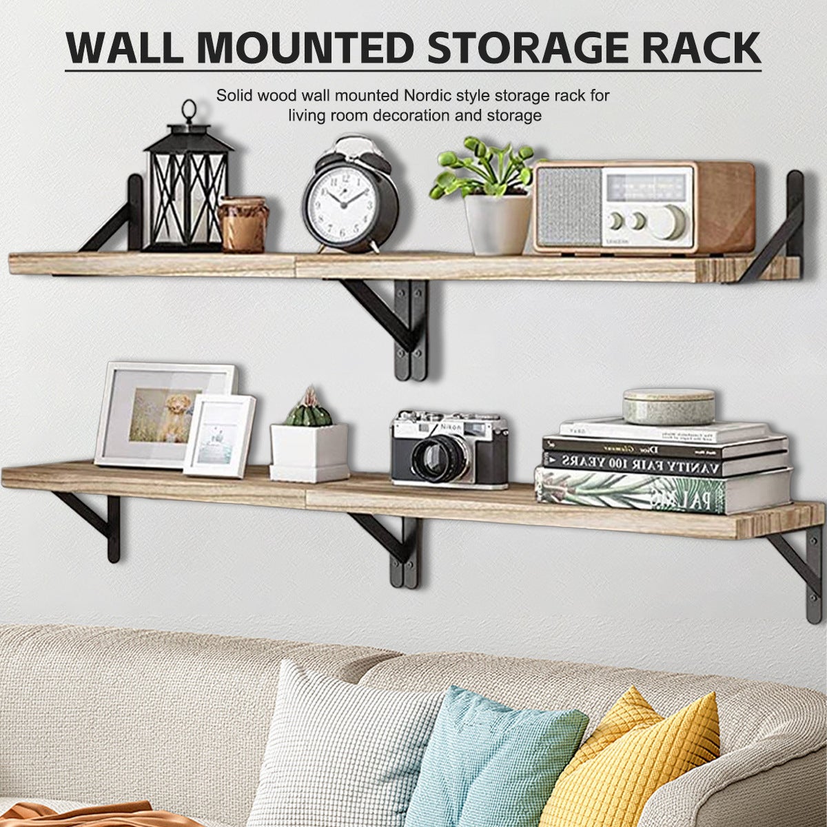 Étagère Murale, Tablette Flottant, Lot de 4, Étagère de Rangement Suspendue, pour Salon, Cuisine, Bureau, Salle de Bain - 2