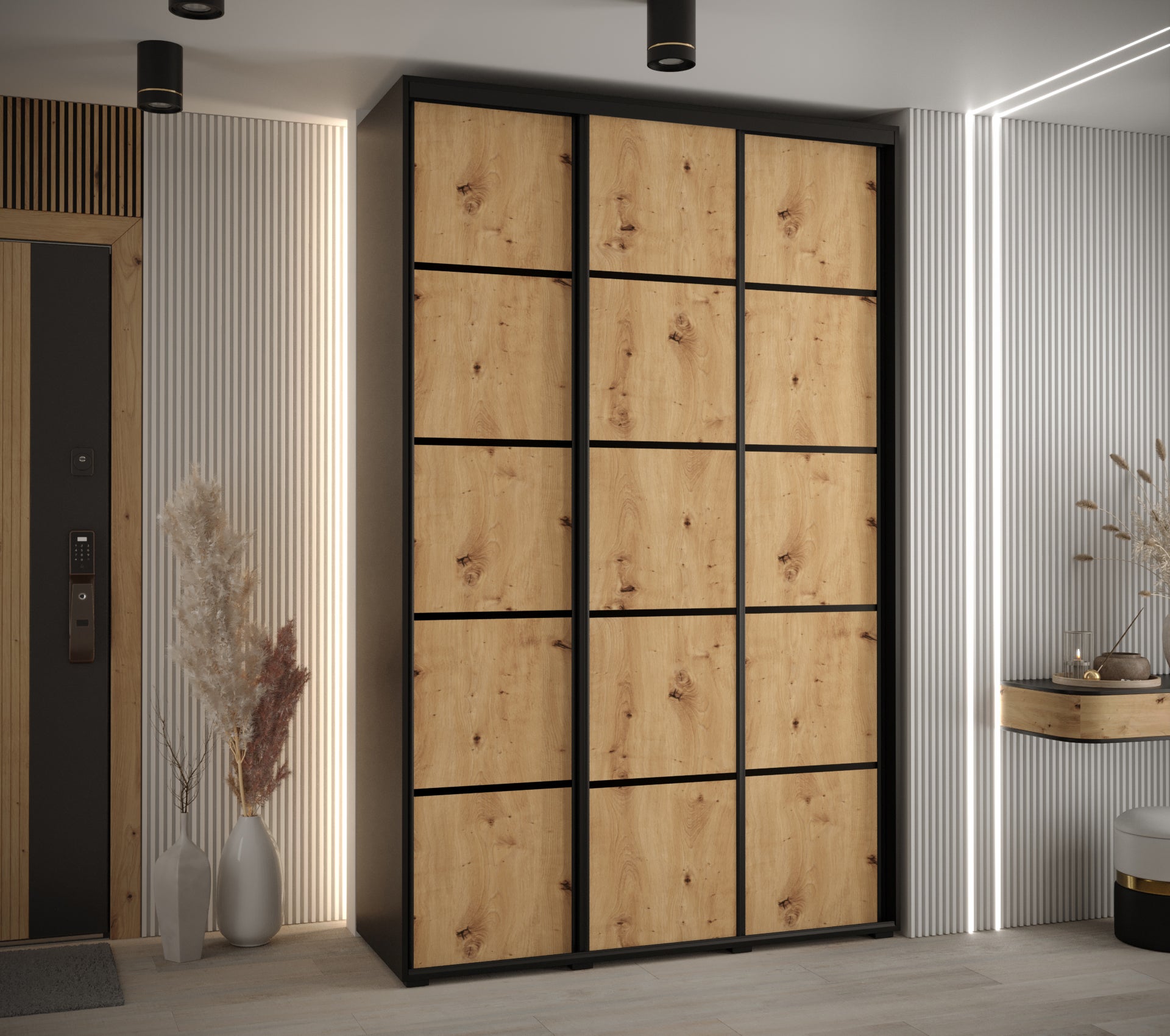 Szafa przesuwna wysoka Davos 4 160 x 45 x 235,2 cm czarny + artisan + u. czarny - Abiks Meble - 2