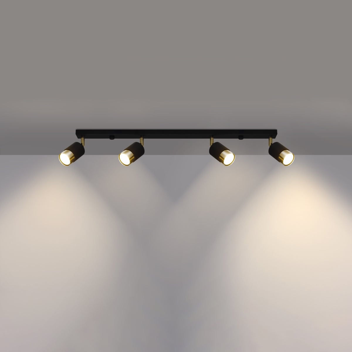 Plafon ALVOR 4 czarny/złoty LED 3000K - 81x5x18cm Sollux