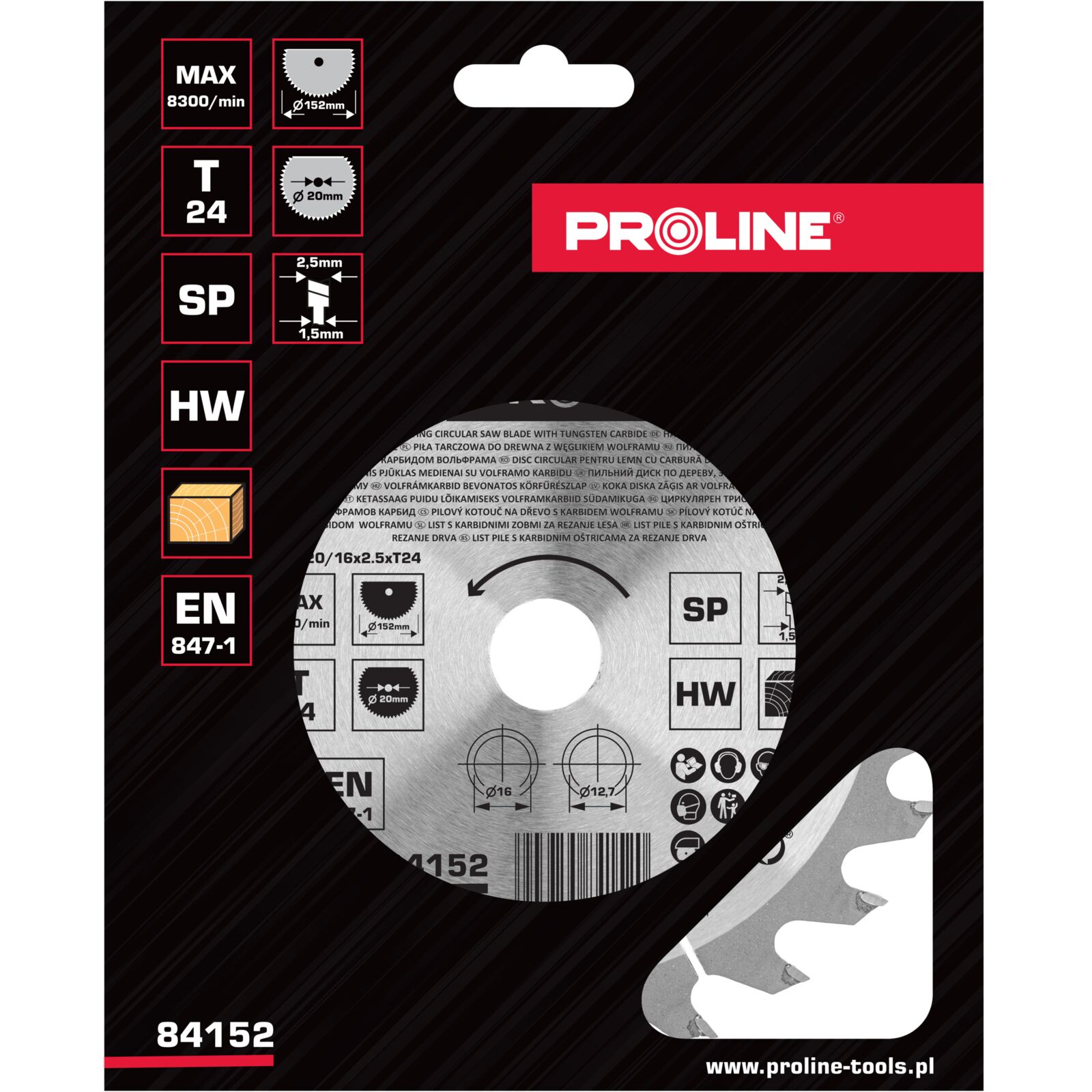 Lame de scie circulaire Proline – pour bois – Ø 152 mm – 24 dents ...