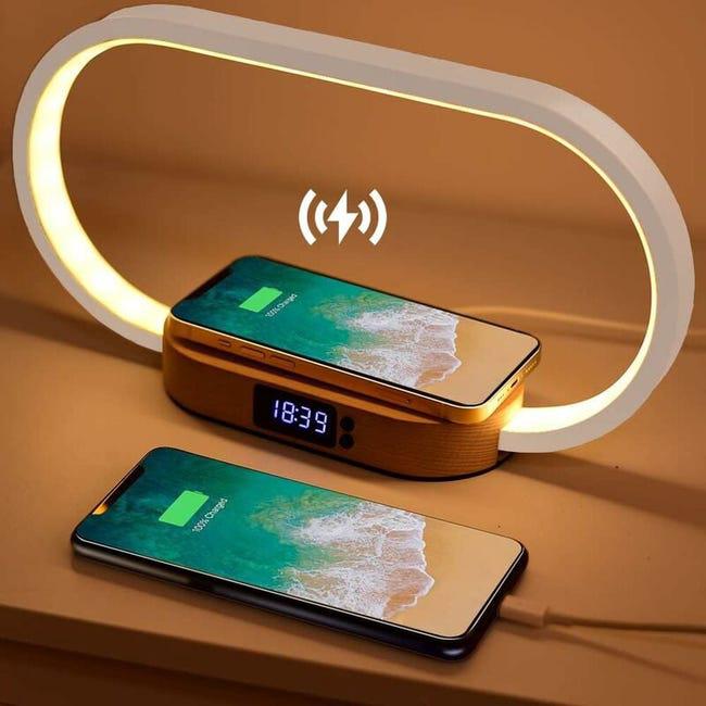 Lampka Nocna z Ładowarką Bezprzewodową, Dotykowa z Portem USB, Ładowarka Indukcyjna z Lampką Stołową z 3 Trybami Kolorów i Zmienną Intensywnością