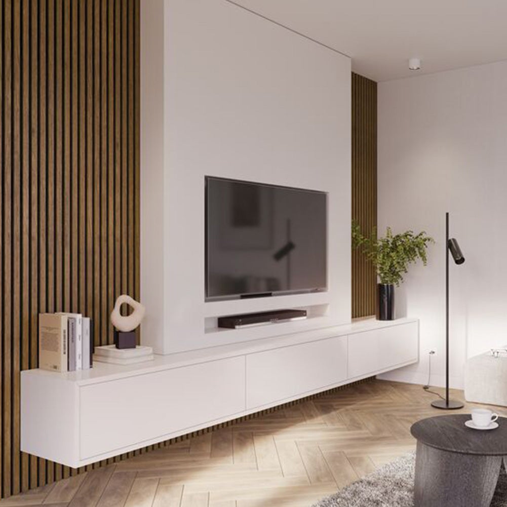 Lot de 2 Panneaux tasseaux bois MDF acoustique décor chêne rustique sur feutrine 2600x300x17mm PEFC 70% - 5