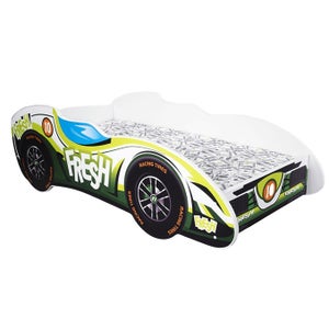 Lit Enfant Voiture Cars 80x160 Cm – Forme De Bolide – Sans Sommier Nécessaire – Bois Certifié FSC – Couleur Rouge Vif
