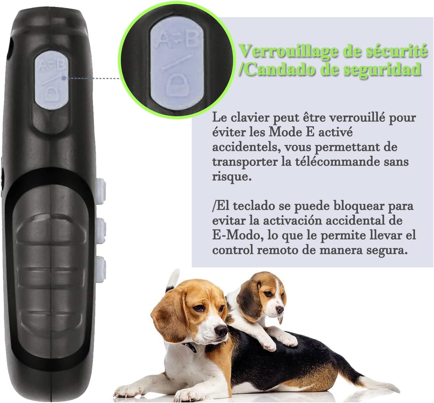 Collar de adiestramiento para perros recargable, 100 % impermeable y con cierre de seguridad. Modos de sonido y vibración, pantalla LCD retroiluminada - 4