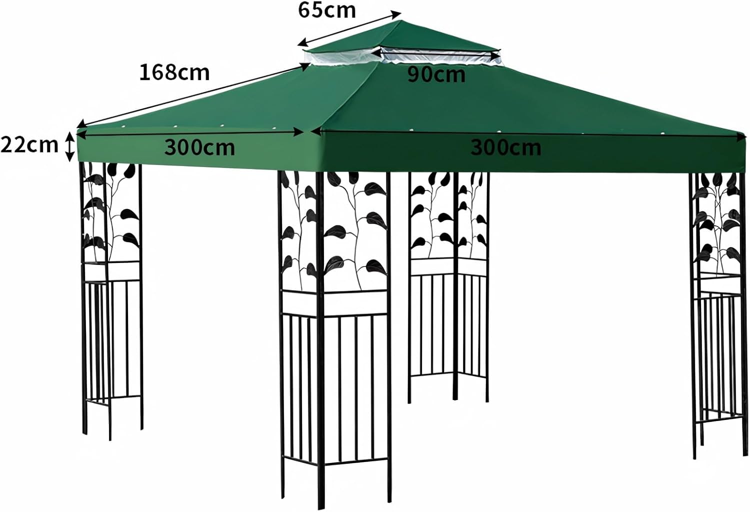 Toile de rechange nieprzepuszczalny pour tonnelle d'extérieur - Toit ombragé de 300 x 300 cm, abri de jardin, pergola solide