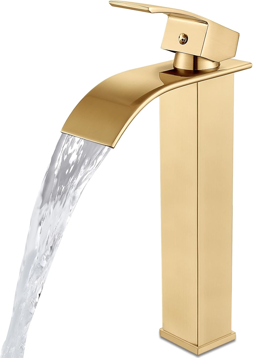 Regulowana bateria mieszająca do umywalki z ciepłą i zimną wodą, bateria wodospadowa do łazienki, wysokość 30 cm (złota)