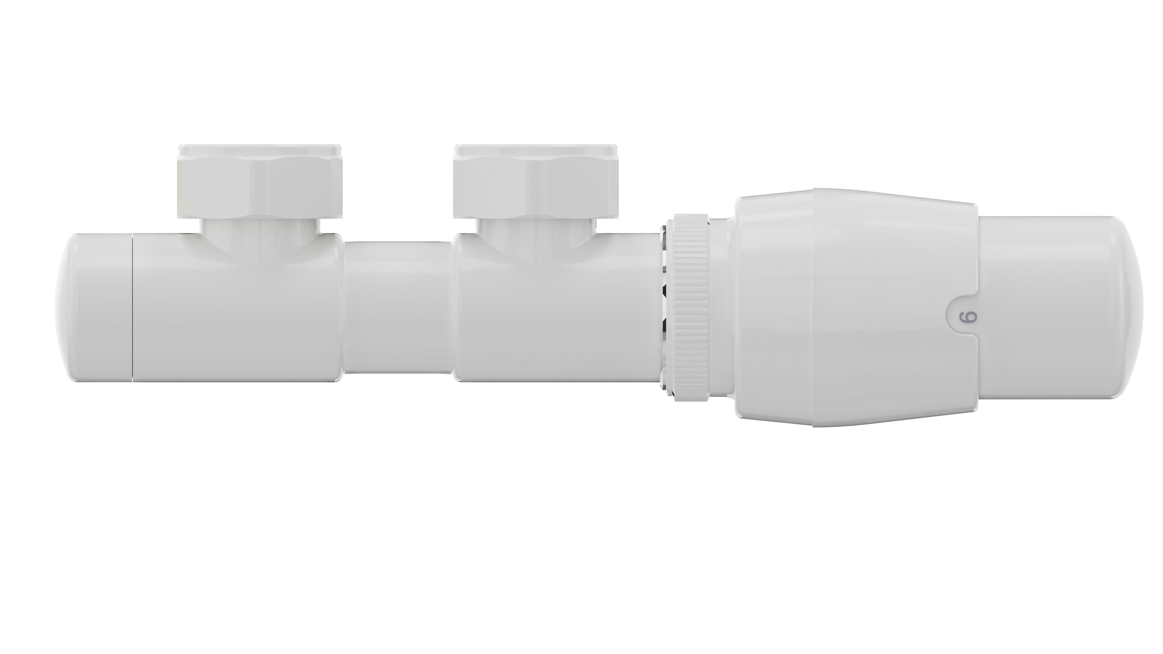 Zawór termostatyczny zespolony do grzejnika Luxrad DUO prawy biały