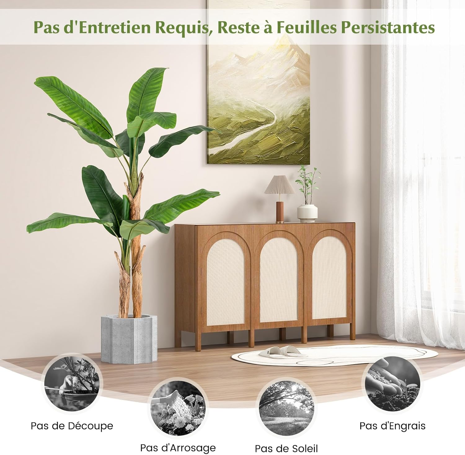 Plante Artificielle Tiges Doubles, Fausse Plante de Bananier 10 Grandes Feuilles Plante Verte en Pot, Décoration Palmier d'Intérieur 165 CM - 7