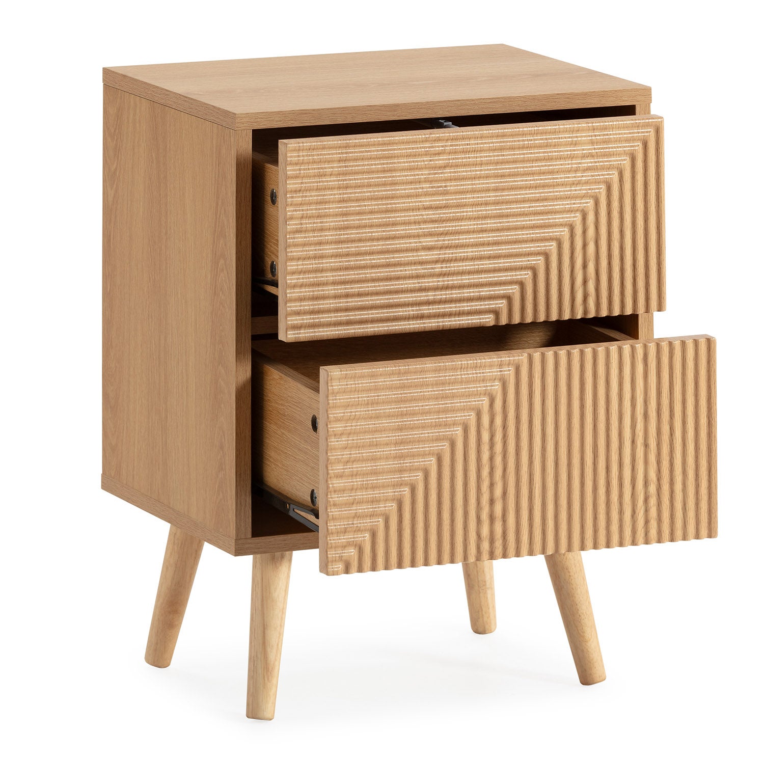 Mesita de noche Telmo 2 cajones color Roble - 3