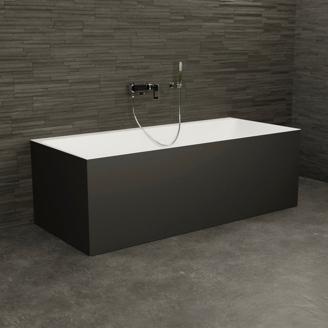 Vasca Semi-freestanding A Parete Cobalt 170 Noire (nero) L170 X L75 X H56 Cm, By Spalina