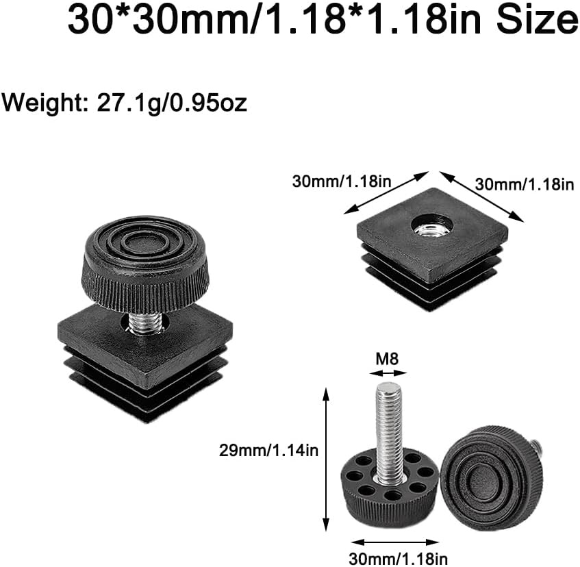 Sourcingmap - 4 Pezzi Piedini Di Livellamento Regolabili M8 X 25 Mm, Con Base In Plastica, Per Mobili Ed Elettrodomestici - 5