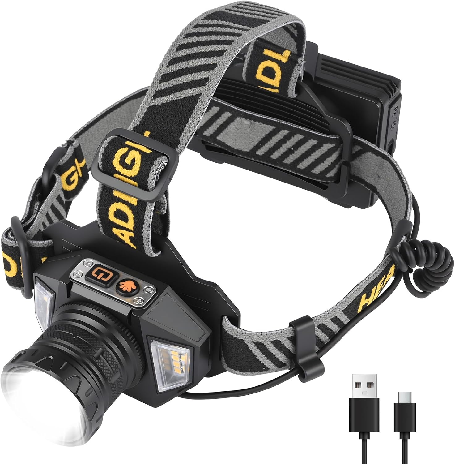 Linterna frontal LED ultrapotente con batería de 7800 mAh y sensor ...
