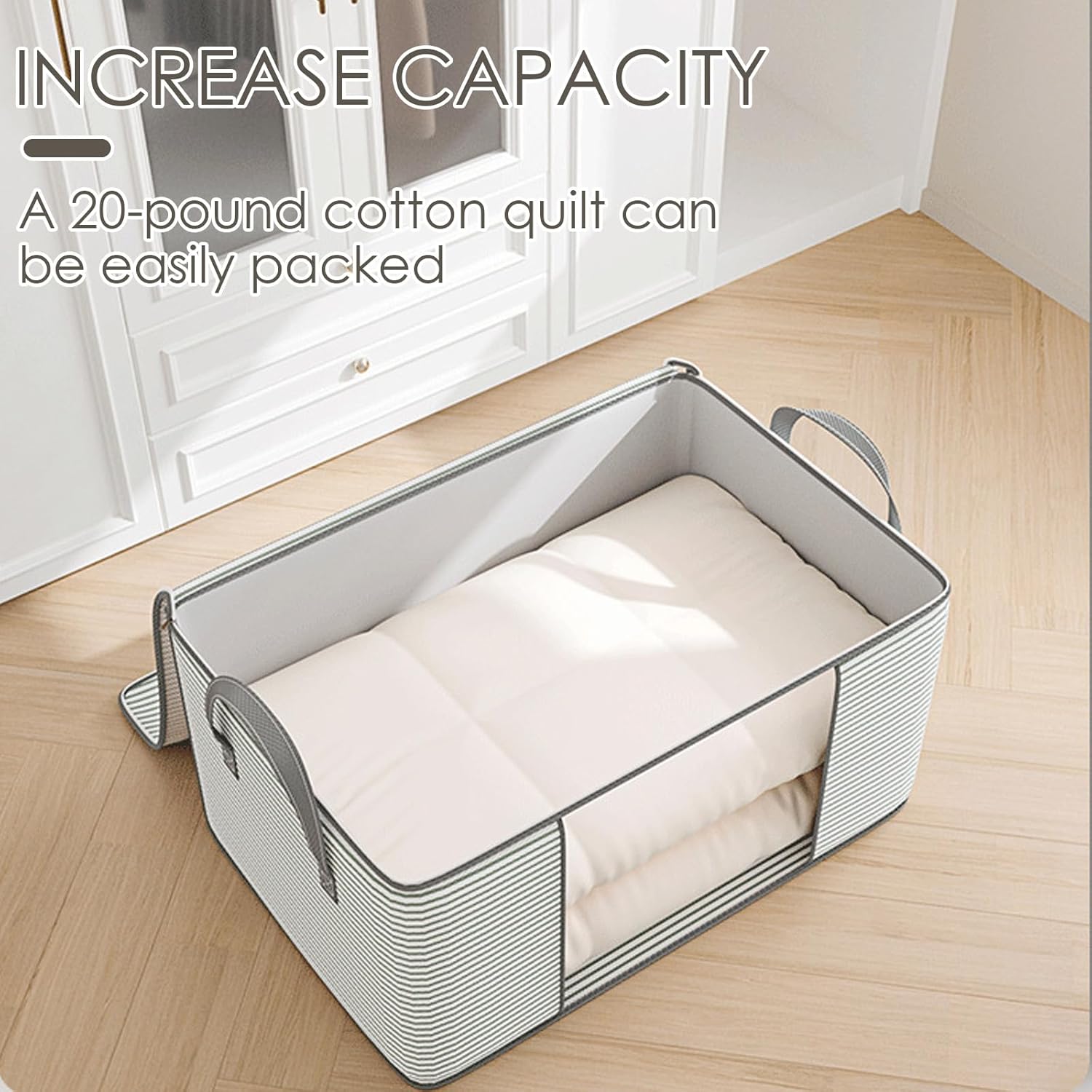 2 Sac de Rangement pour Couettes,Sac de Stockage Résistant avec Double Fermeture Éclair et Poignées Renforcées (55*35*25cm) - 6