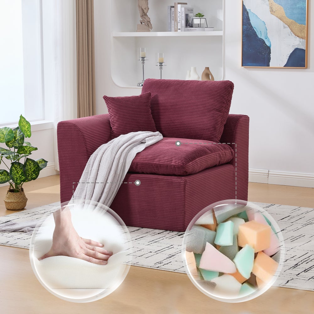 Sofa jednoosobowa, minimalistyczna, miękka tkanina, z poduszkami, styl skandynawski