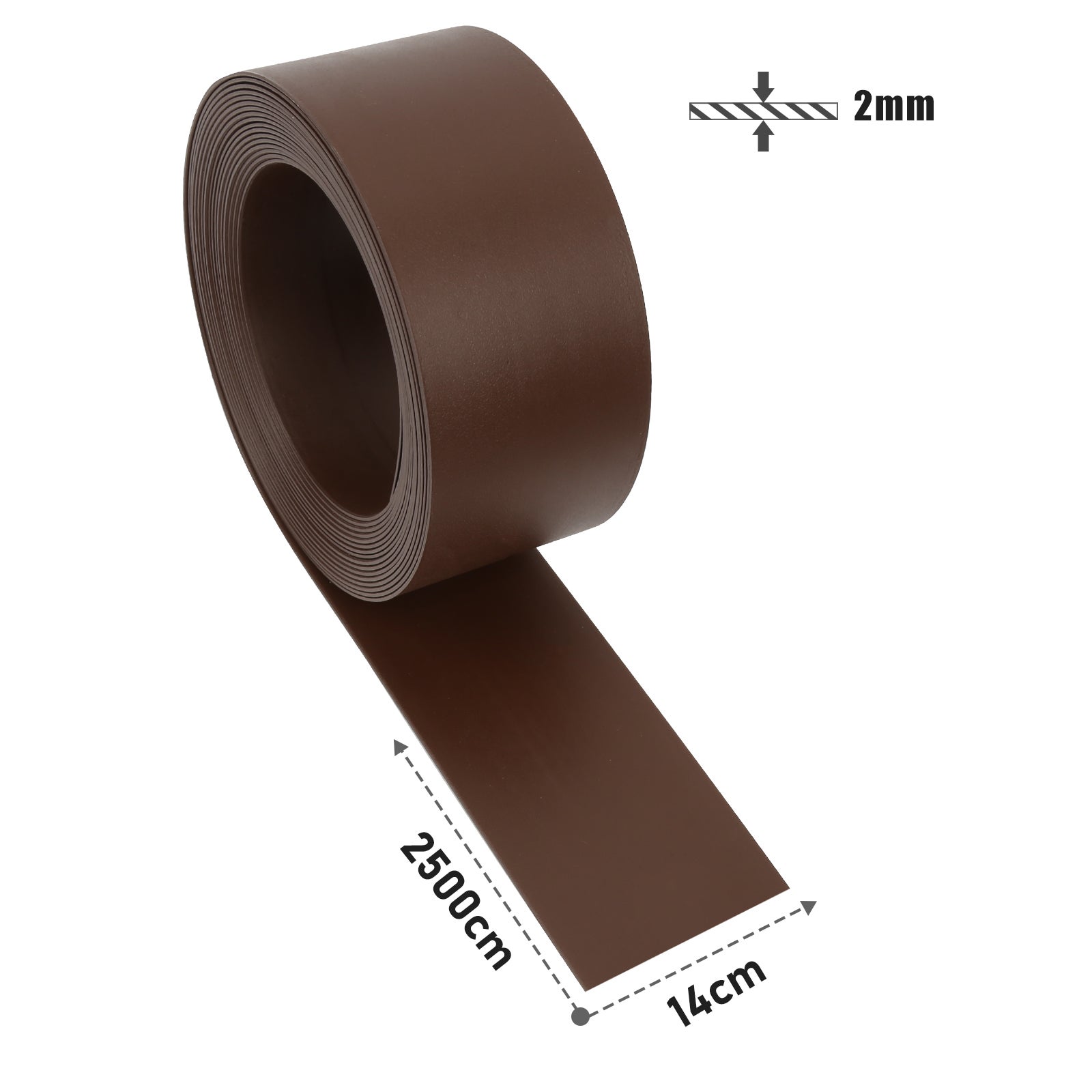 Borde de jardín Borde de césped flexible Borde de cama de plástico duro Borde de siega Jardinería 25m * 14cm * 2mm marrón - 2