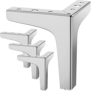 Lot De 4 Pieds De Meuble Réglables En Hauteur - Forme Carrée, Aluminium, Noir, 12 Cm, Marque Gaomoeny, Neuf