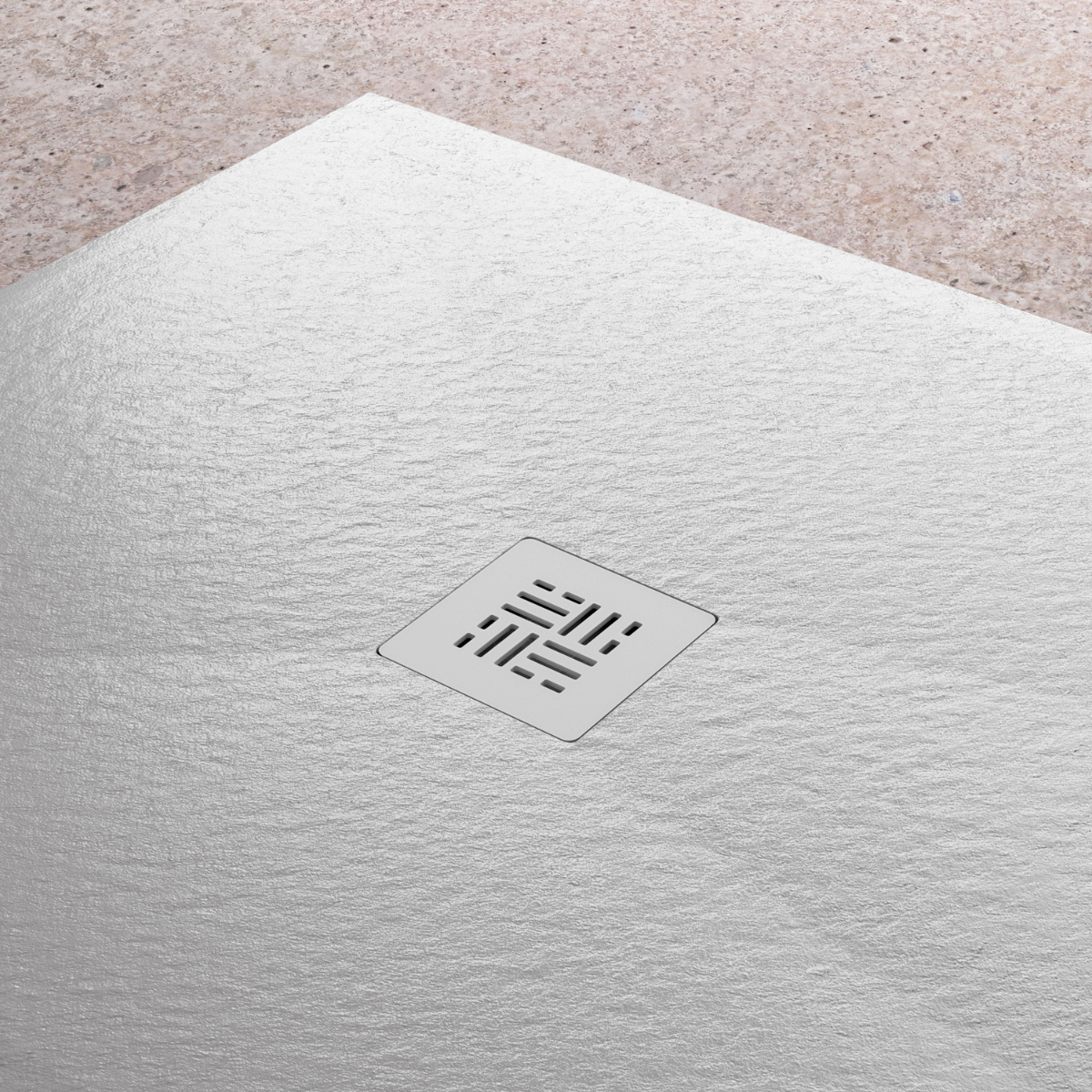 Plato de Ducha de Resina Extraplano Antideslizante | Valvula y Rejilla Blanca | Blanco | 80cm X 80cm - 3