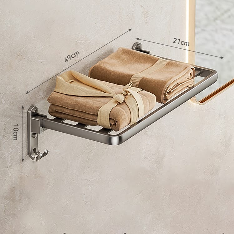 Support Mural de Serviette Pliable - de Rangement pour Salle de Bain - 4 tiges 49cm (pliable) - 6
