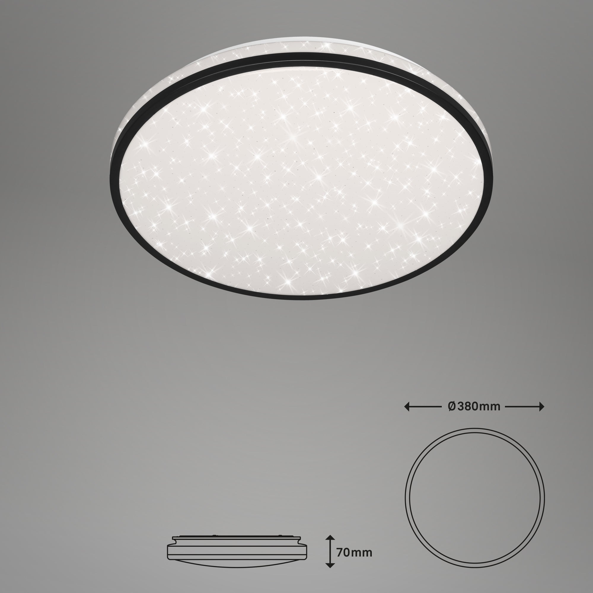 Plafonnier BRILONER LEUCHTEN SKIZO, 24 W, 2600 lm, IP20, noir, plastique, variateur, avec télécommande, CCT, Ø 38 cm - 5