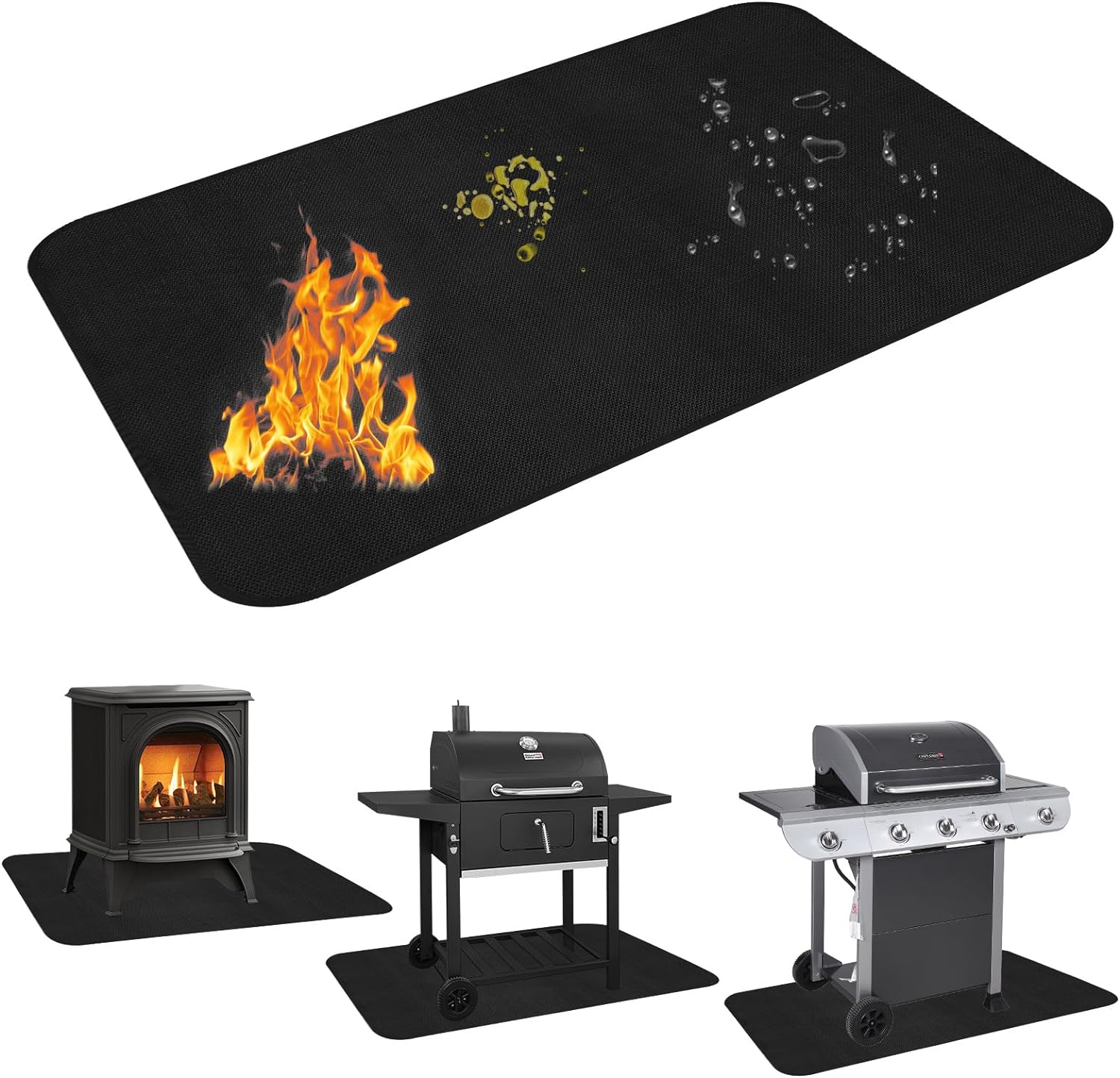 122 cm * 76 cm mata do grillowania na zewnątrz, mata pod grill, wodoodporna i olejoodporna mata podłogowa, ochraniacz na pokład i taras pod grill