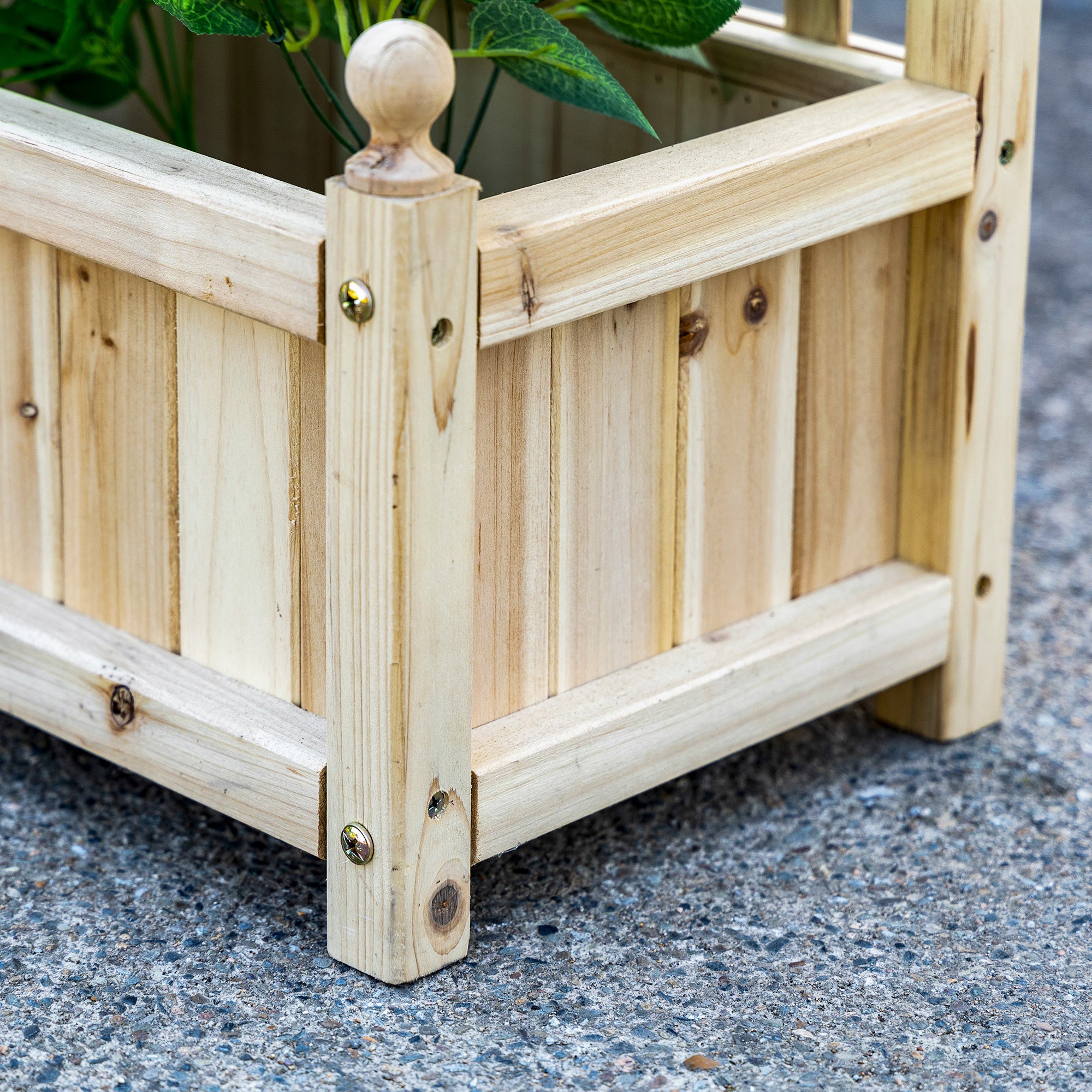 Jardinière surélevée avec treillis, bac à fleurs, support pour plantes grimpantes, arche pour rosiers grimpants, bois de jardin, 64 x 28 x 120 cm - 8